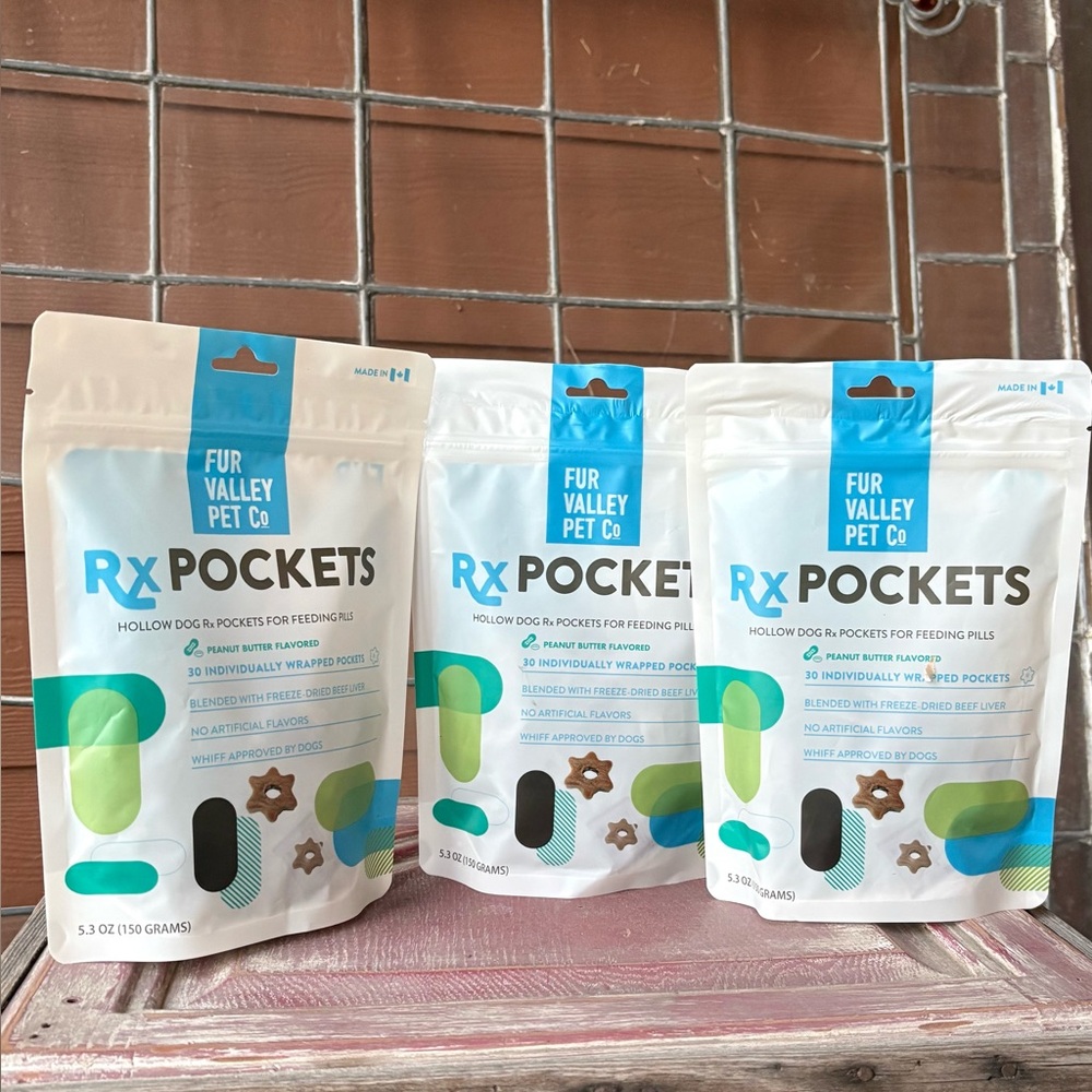 DOG PILL POCKETS Fur Valley Pet Co Peanut Butter Flavored Beef Liver 3 BAG LOT
